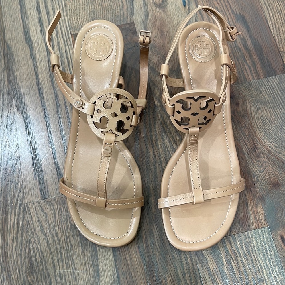 Tory Burch Miller 60mm Leather Wedge in Dusty Cypress